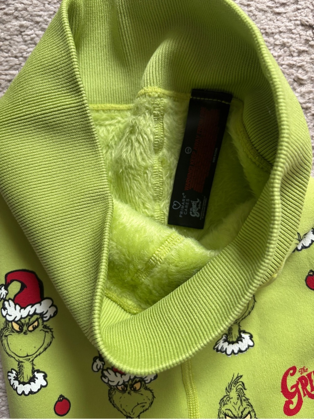 Primark Neon Green Grinch Print Pullover - Picture 2 of 3